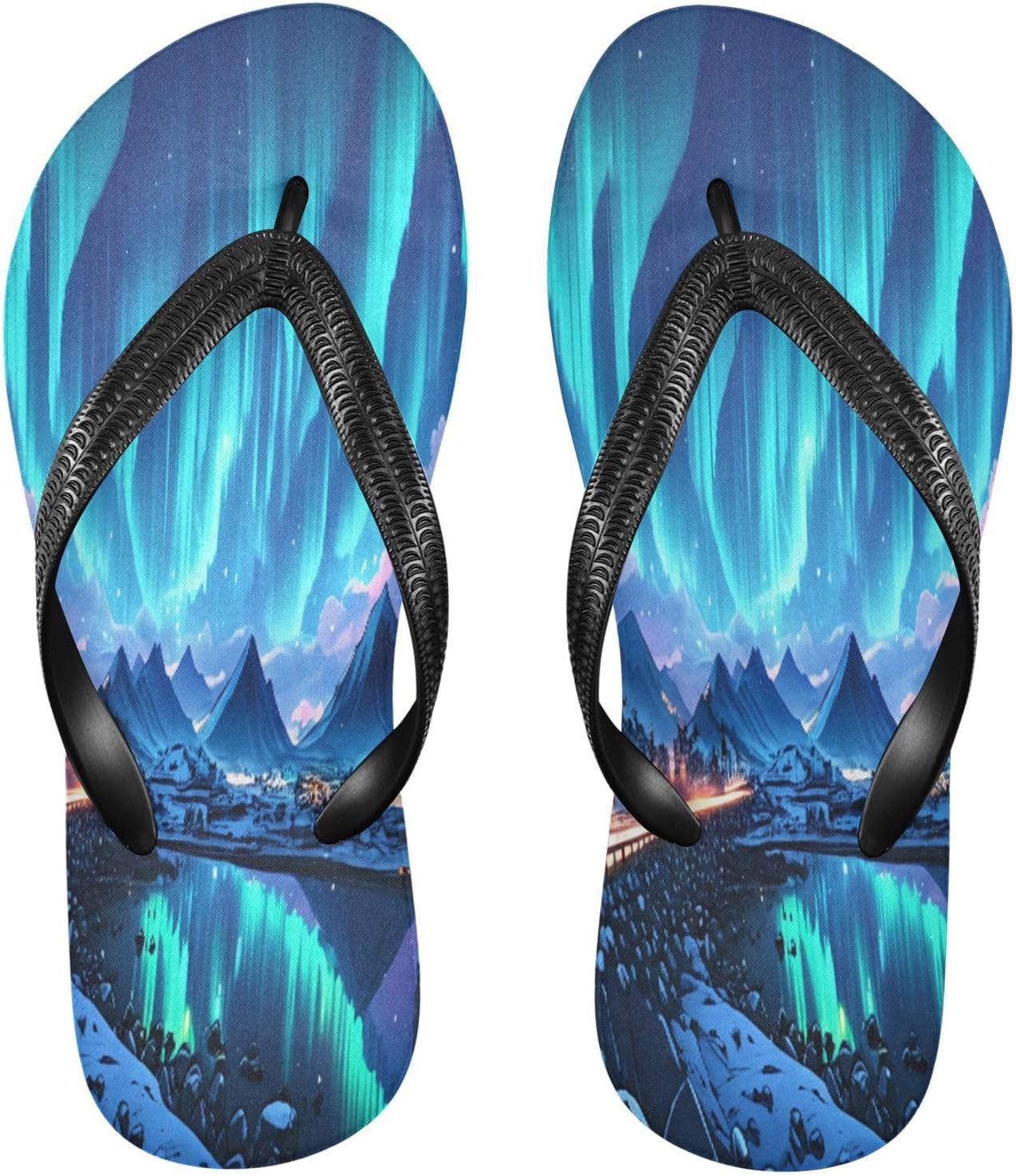 

Шлепанцы Mountain Lake Reflection Blue, пляжные сандалии-вьетнамки, резинескользящие летние тапочки для женщин и мужчин Sinestour