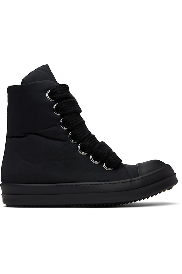 

Голливудские объемные кроссовки-пуховики с кружевными вставками Rick Owens Drkshdw, черный