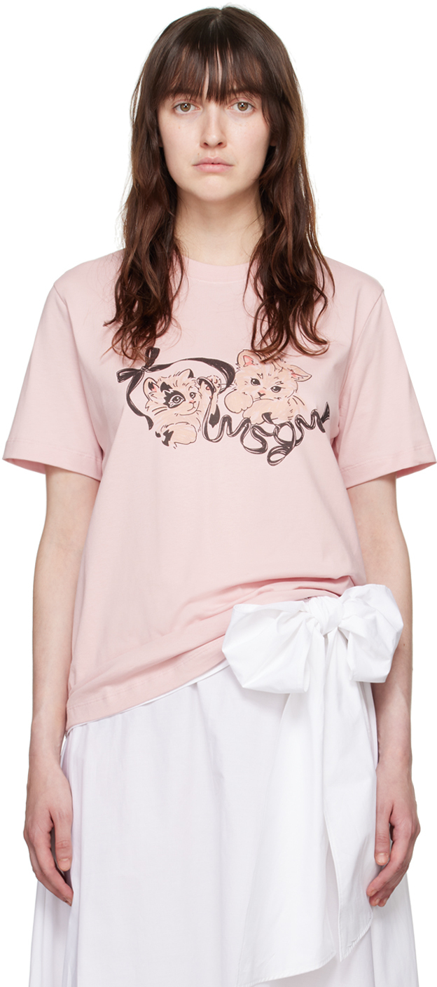 

Футболка с розовым котенком MSGM