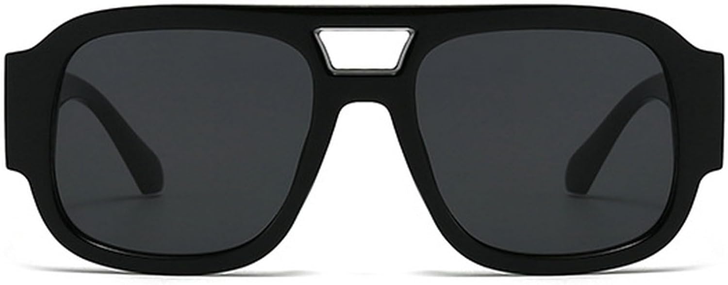 

Винтажные солнцезащитные очки с двойной перемычкой квадратной формы для мужчин, модные очки с леопардовым принтом, солнцезащитные очки UV400 для женщин, трендовые солнцезащитные очки mincl, Black