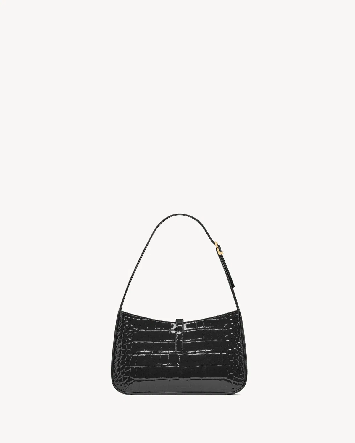 LE 5 À 7 из лакированной кожи с тиснением под крокодила SAINT LAURENT, черный — фото 2