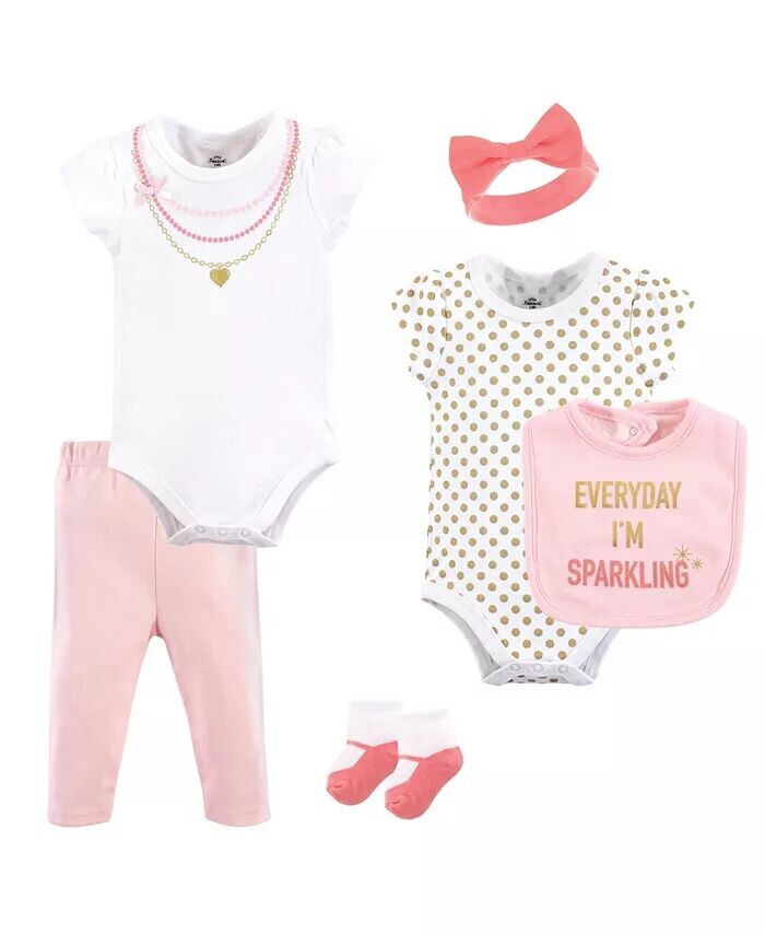 

Набор из 6 предметов Little Treasure Baby Girls Treasure Baby Layette, сверкающий Baby Vision, белый