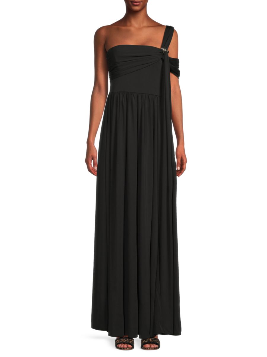 

Платье макси с драпировкой Adena Halston, черный