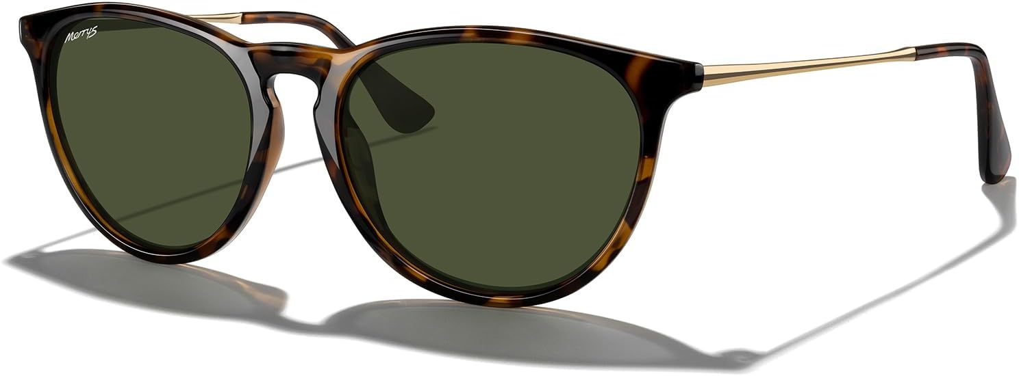 

Винтажные поляризованные солнцезащитные очки MERRY'S для женщин и мужчин, ретро-стиль, круглые зеркальные линзы, защита от ультрафиолета UV400, Leopard Frame/G15 Lens/Gold Legs