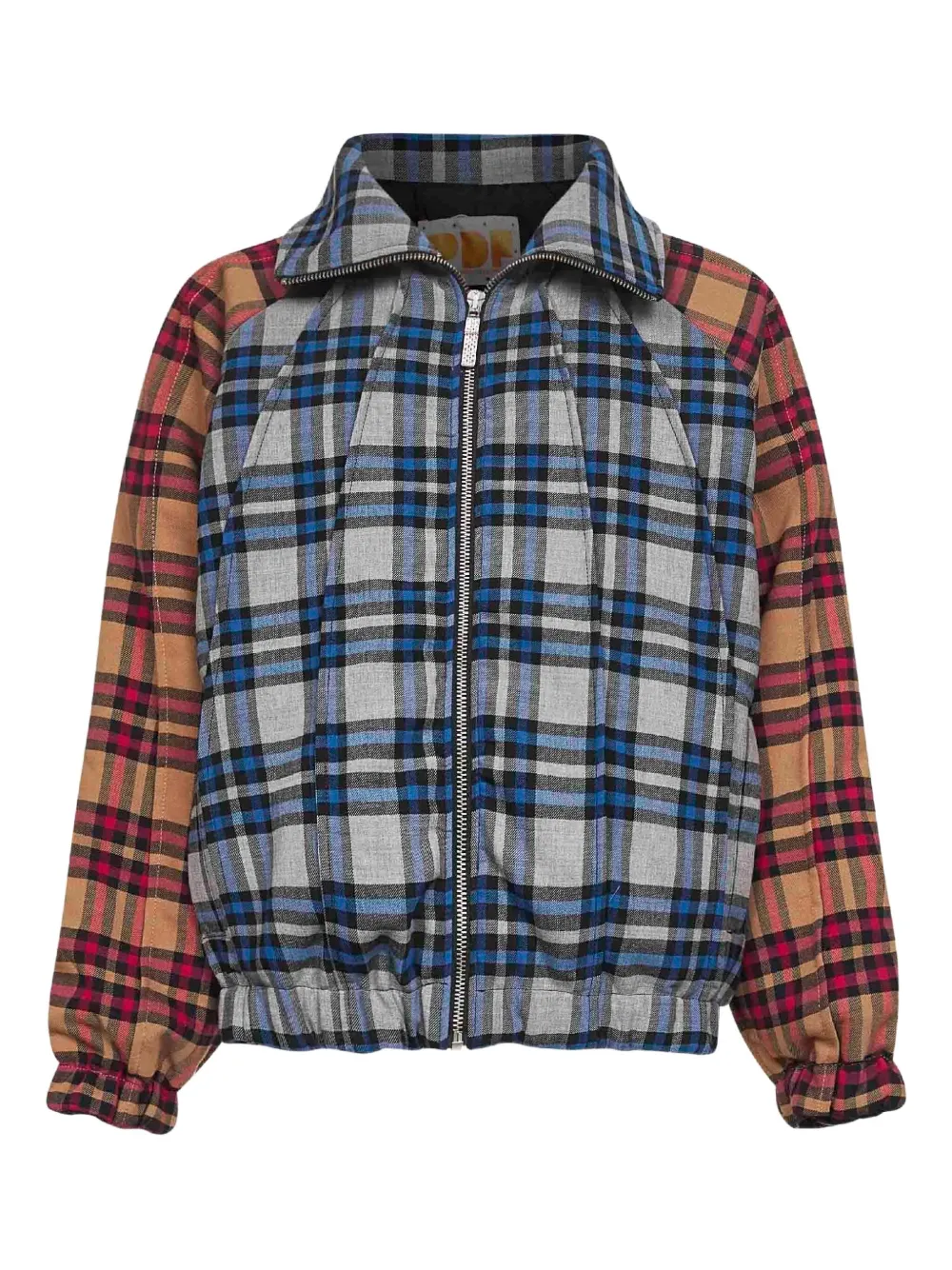 

Куртка с рукавами реглан и клетчатым пэчворком PDF, серый