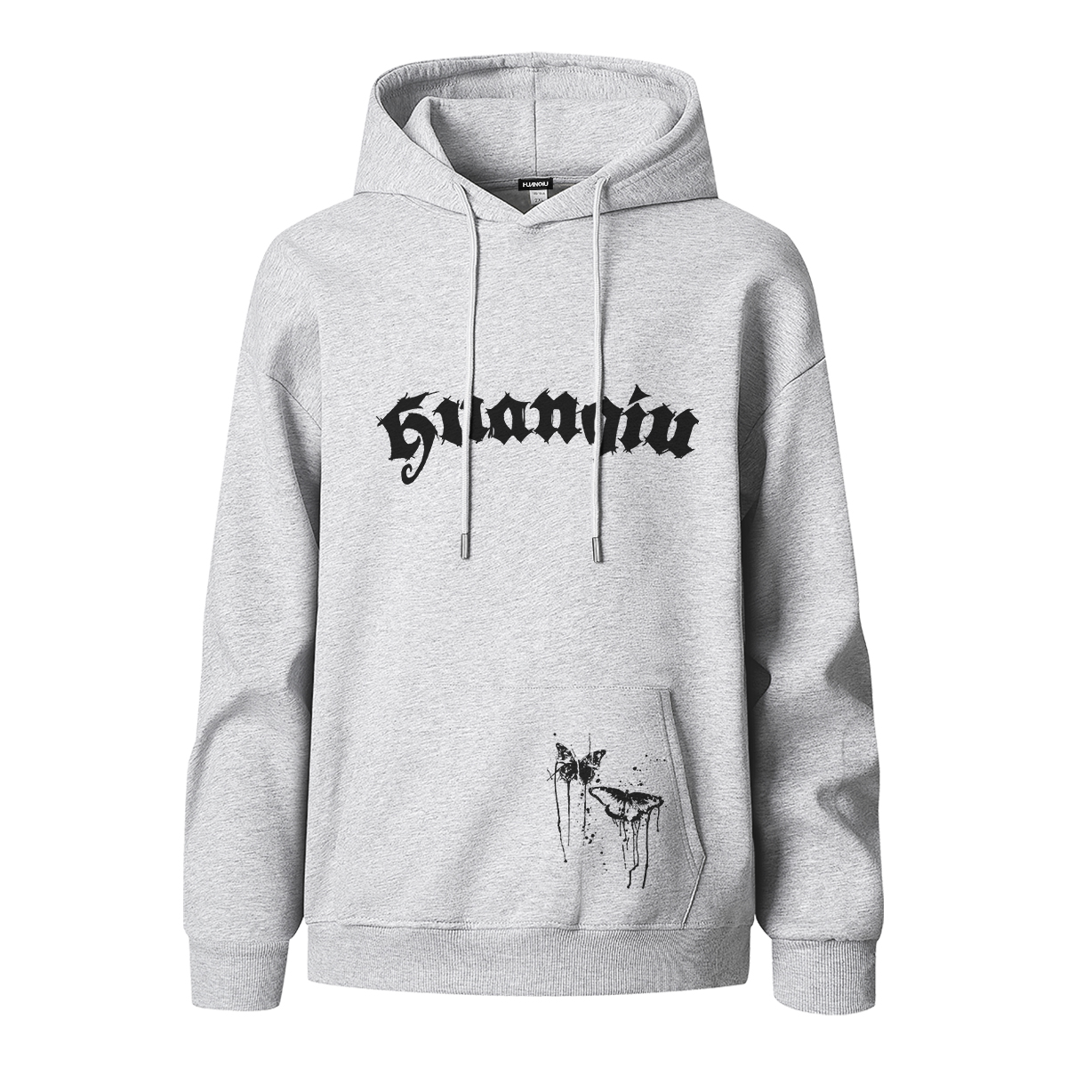 

Толстовка Unisex Hooded Moderate Heavyweight HUANQIU, белый heather серый