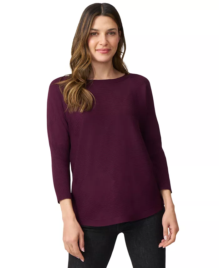 

Женский свитер с вырезом-лодочкой, ромбовидной вязкой и рукавами «летучая мышь», PXS-XL Melissa Paige