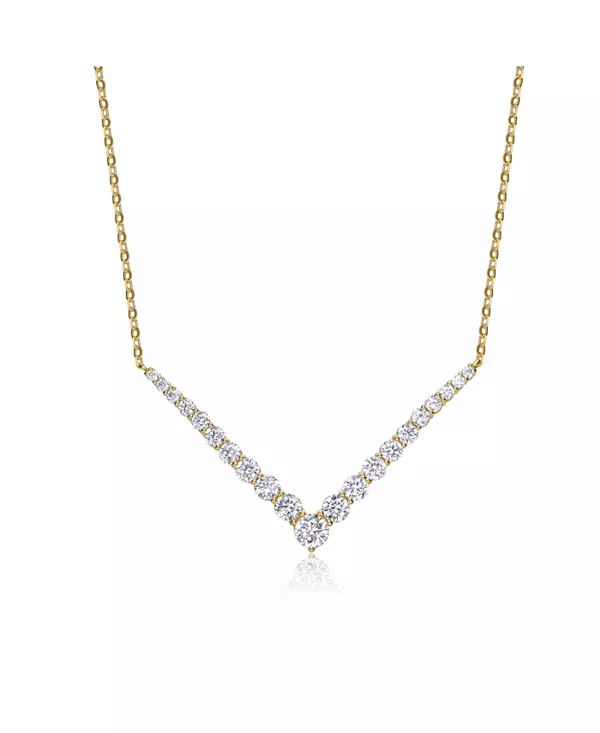 

Ожерелье из сияющего шеврона с покрытием из 14-каратного желтого золота с кубическим цирконием Genevive, gold