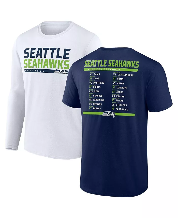 

Мужской набор из двух футболок Seattle Seahawks 2023 College Navy и White с расписанием игр Fanatics