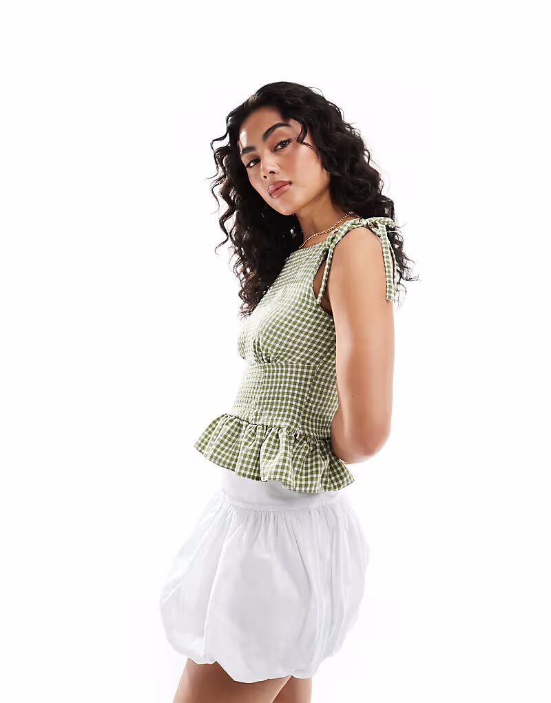 

Топ с завязками на плечах ASOS DESIGN в клетку