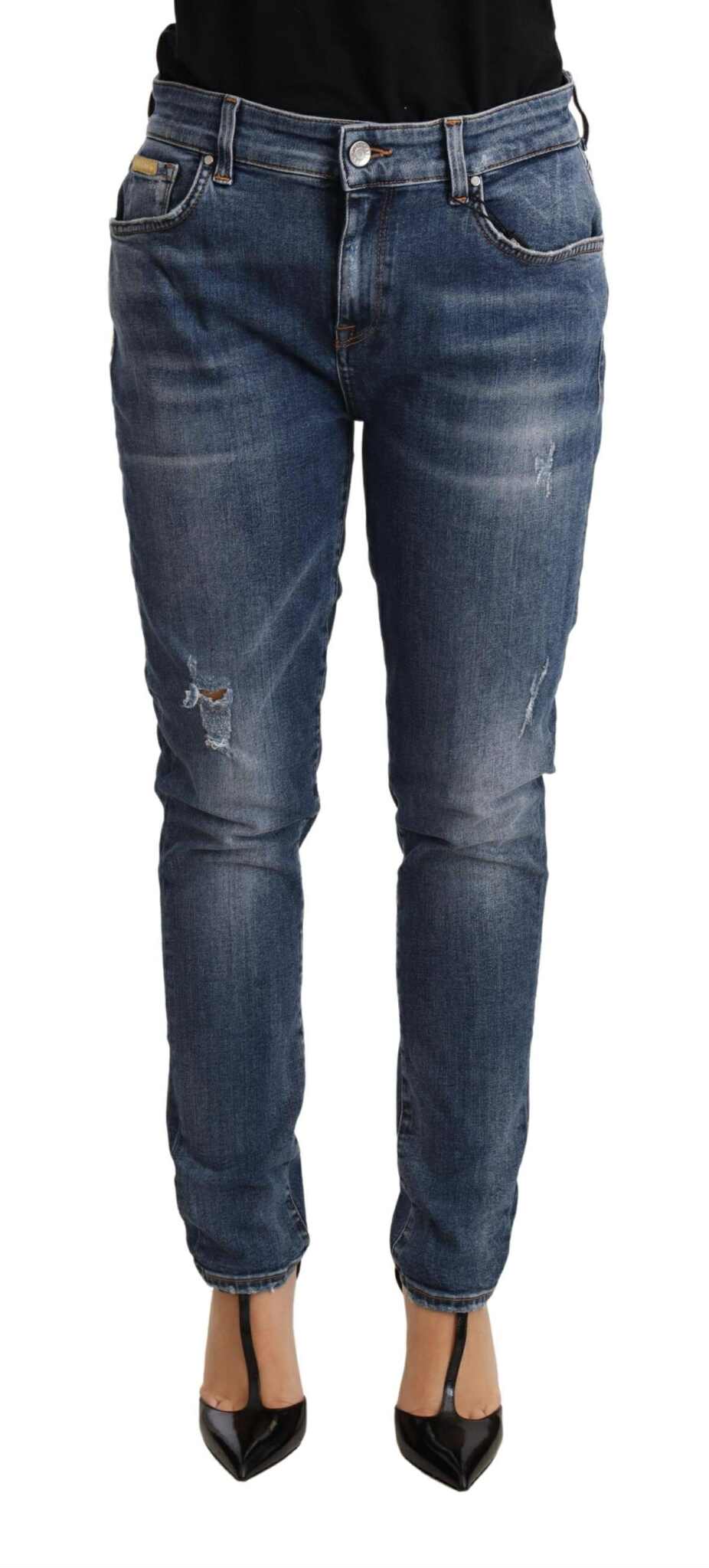 

Синие потертые джинсы Slim Fit Denim Dolce & Gabbana, синий
