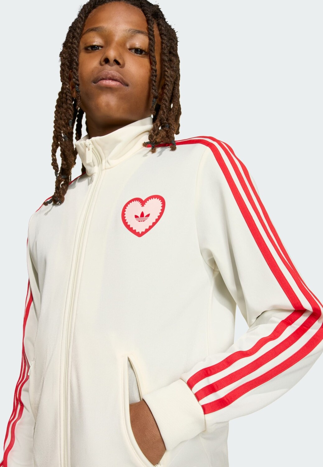 Adidas Originals Куртка межсезонная 'Firebird Heart' в цвете Off White — фото 4