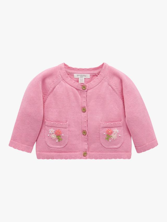 

Детский кардиган с вышивкой из органического хлопка Purebaby, цвет Passionfruit