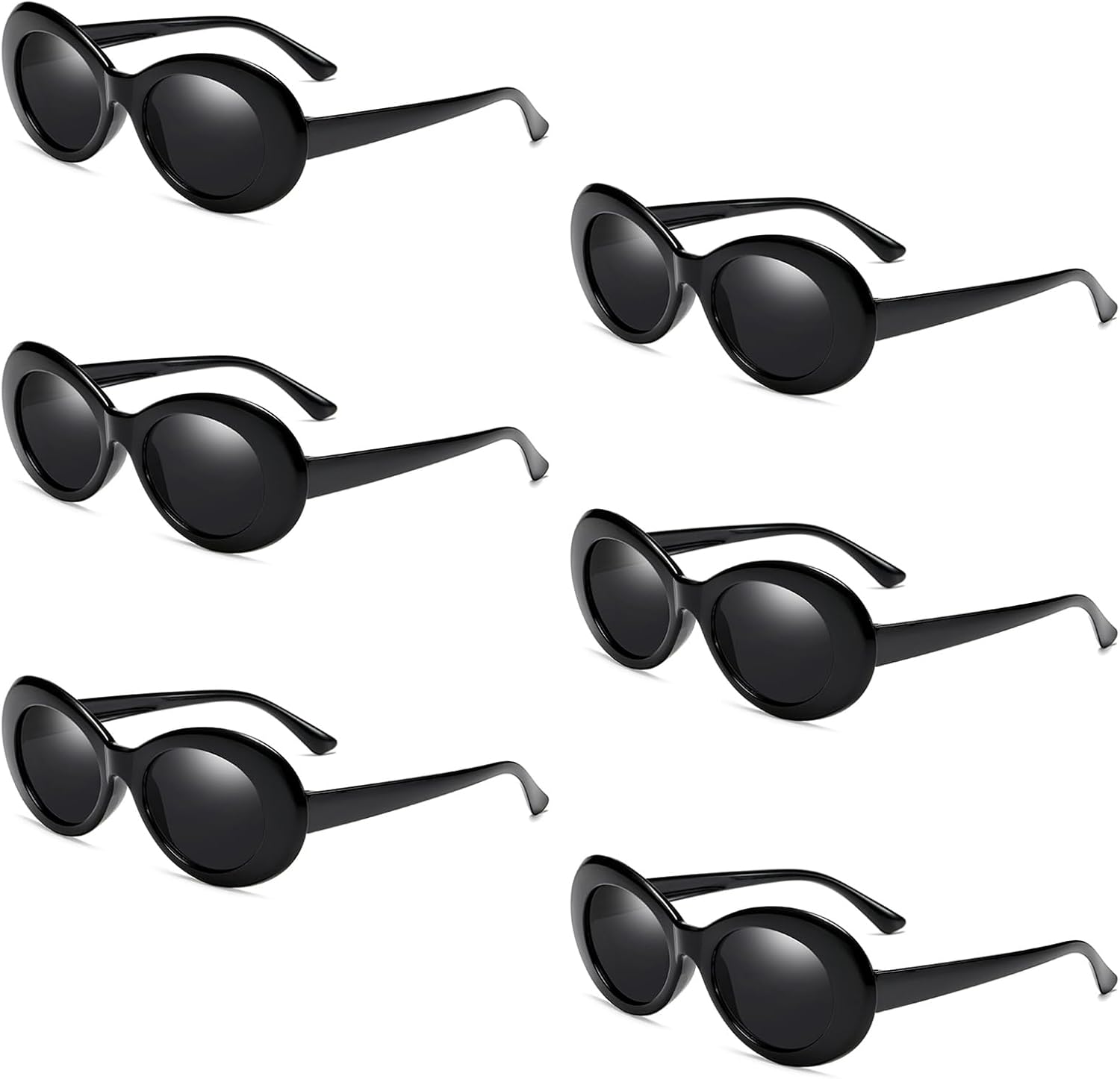 

Набор из 6 ретро-очков Курта Кобейна в стиле «клоут»: солнцезащитные очки с неоновыми клетчатыми овальными линзами и поляризованными линзами, для вечеринок и костюмированных мероприятий SUNOVELTIES, Black