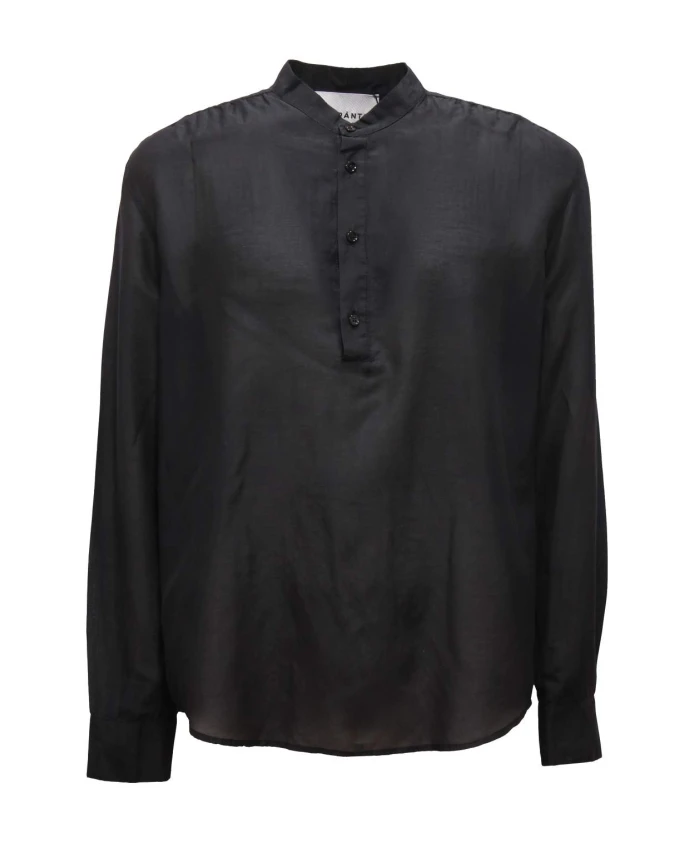 

Корейская хлопково-шелковая рубашка AmarãNto, черный