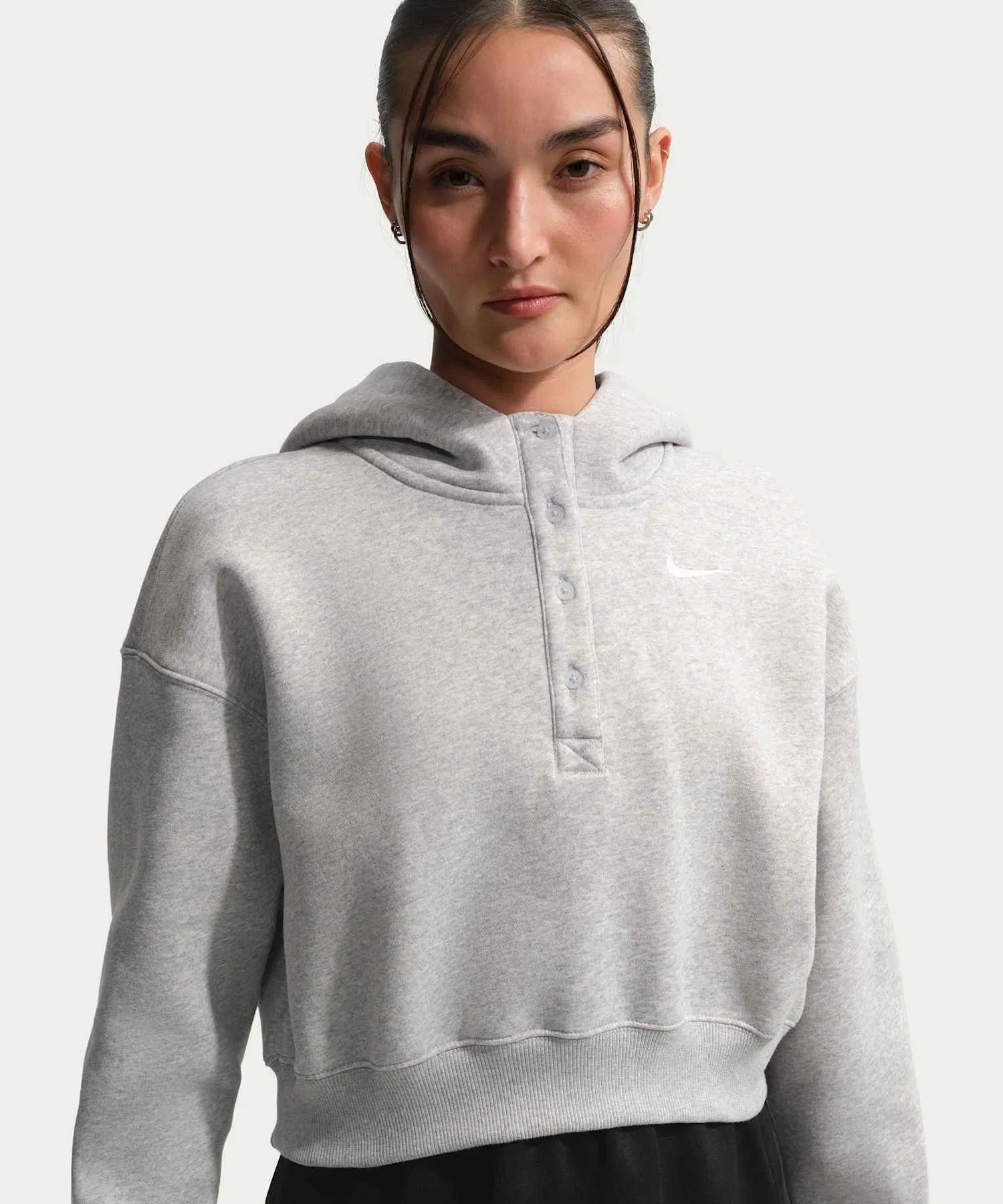 Женская укороченная толстовка Nike Phoenix Fleece Oversized IF0259-043 Pure Platinum — фото 2