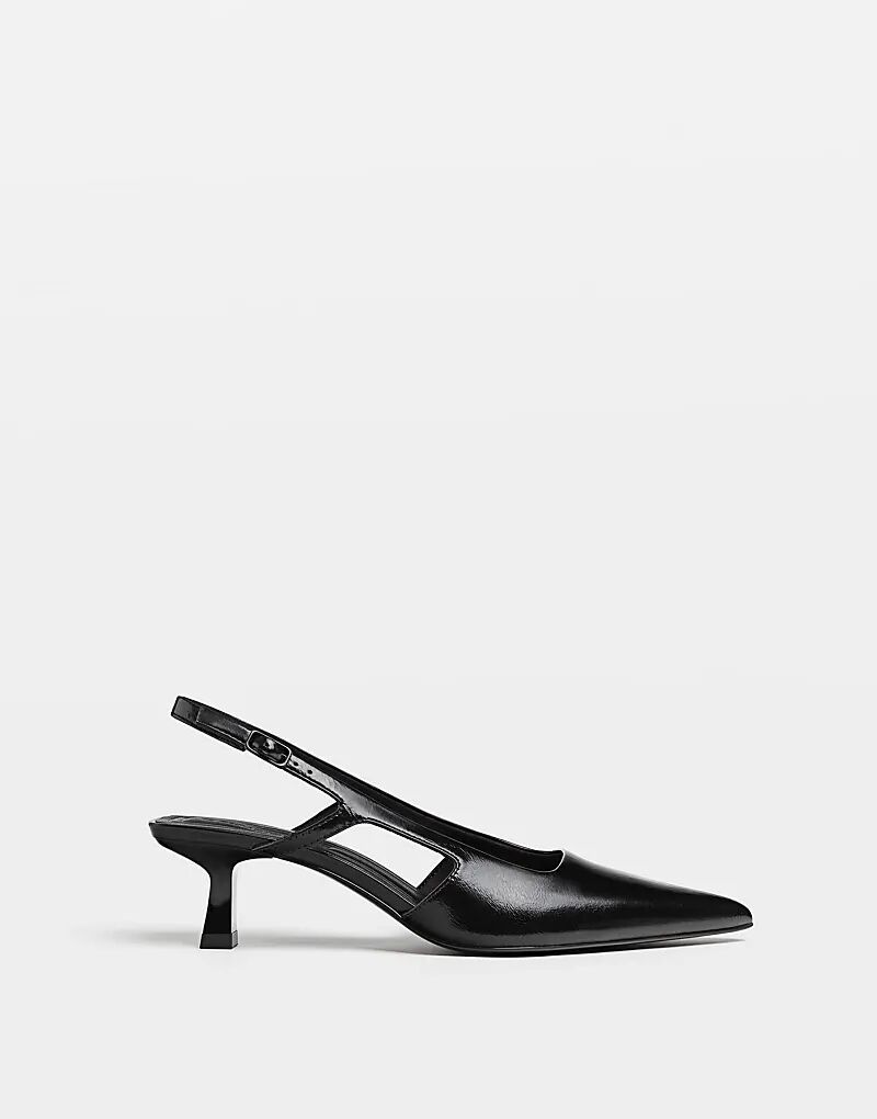 Туфли Stradivarius Wide Fit. Туфли с открытой пяткой, черные. — фото 3