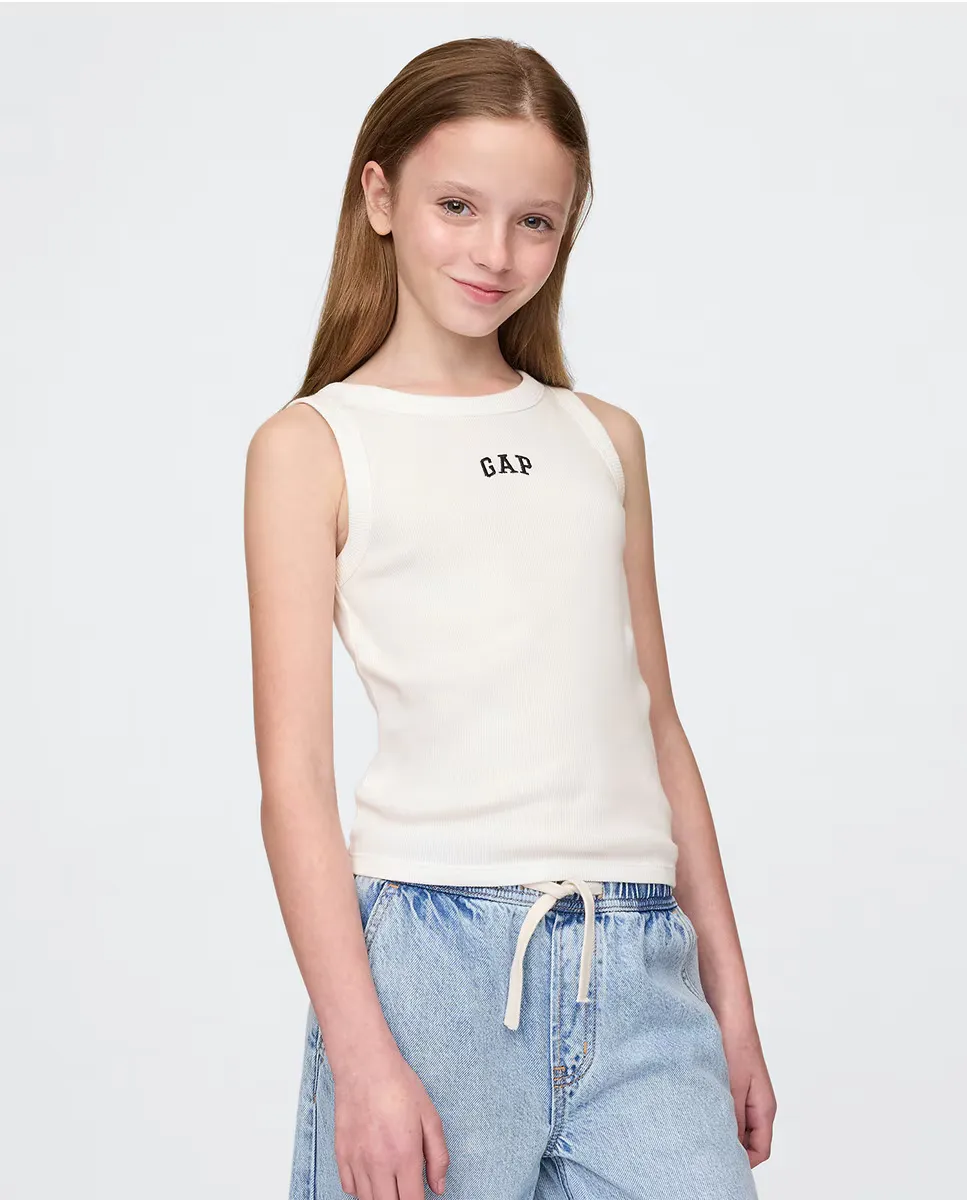 

Футболка без рукавов с логотипом для девочек Gap, белый