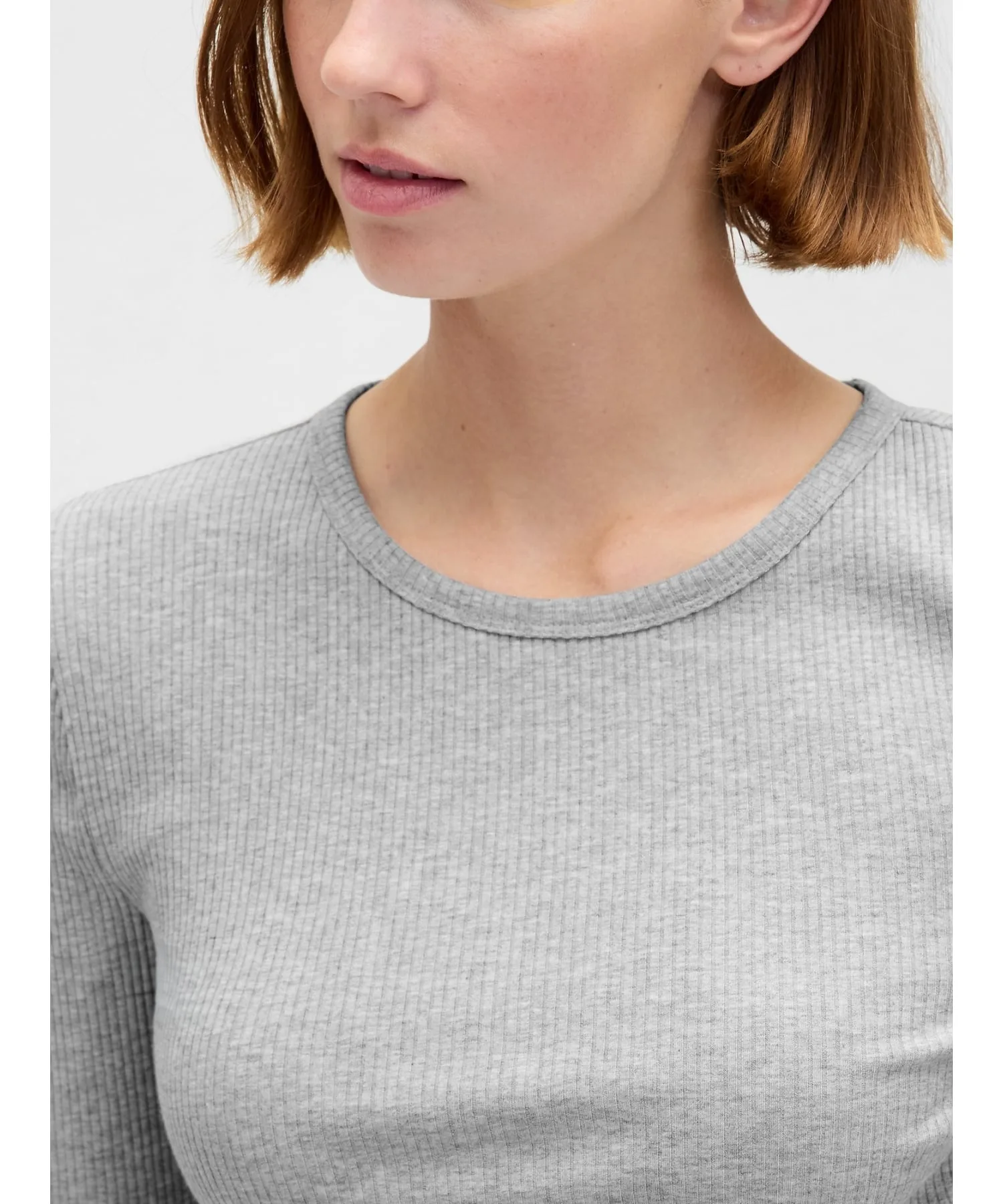 (W) Современная укороченная футболка в рубчик GAP, BC15_LT_GREY_HEATHER — фото 4
