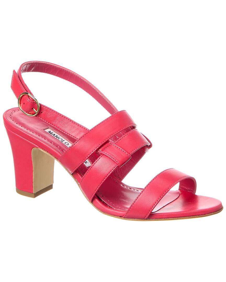 Манос Бланик Мемархи 70 Кожаные сандалии Manolo Blahnik, красный