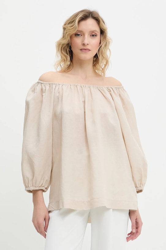 

Блузка с добавлением льна Answear.Lab, бежевый