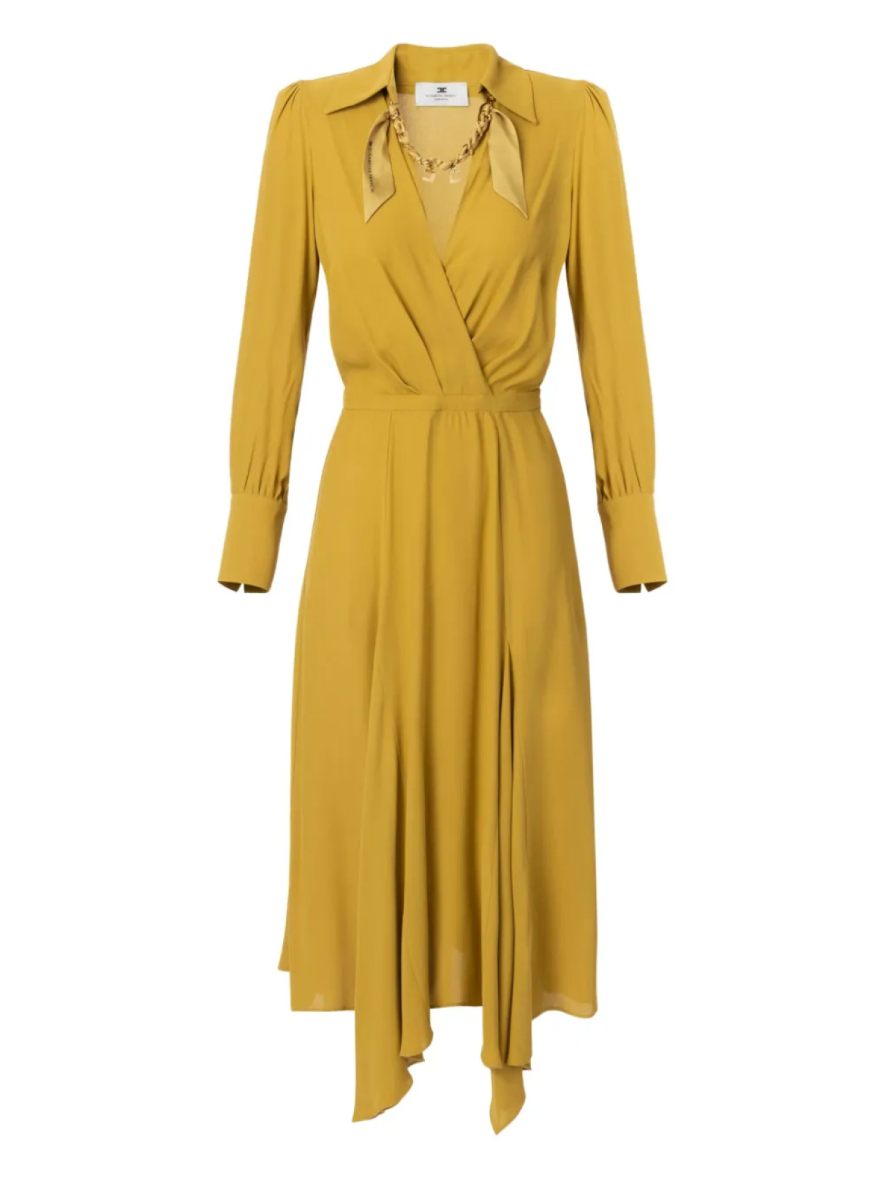 

Платье миди с драгоценными камнями и шарфом Elisabetta Franchi, желтый