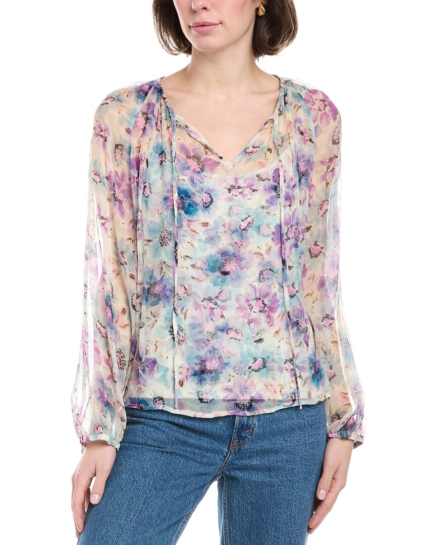 

Джонни Вас Петита Глинда Шелковая Крестьянская Блузка Johnny Was, мультиколор