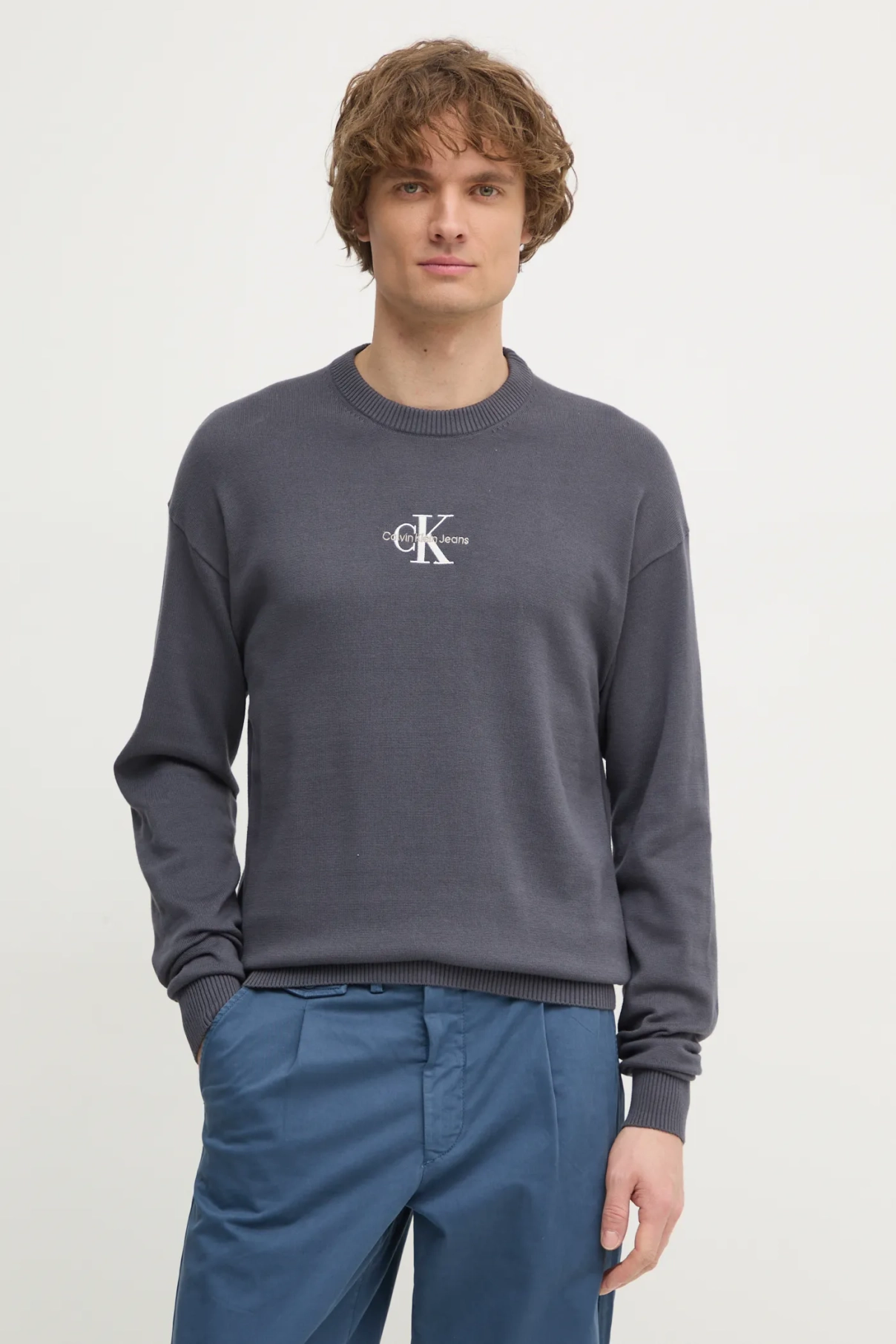 

Хлопковый свитер Calvin Klein Jeans, серый
