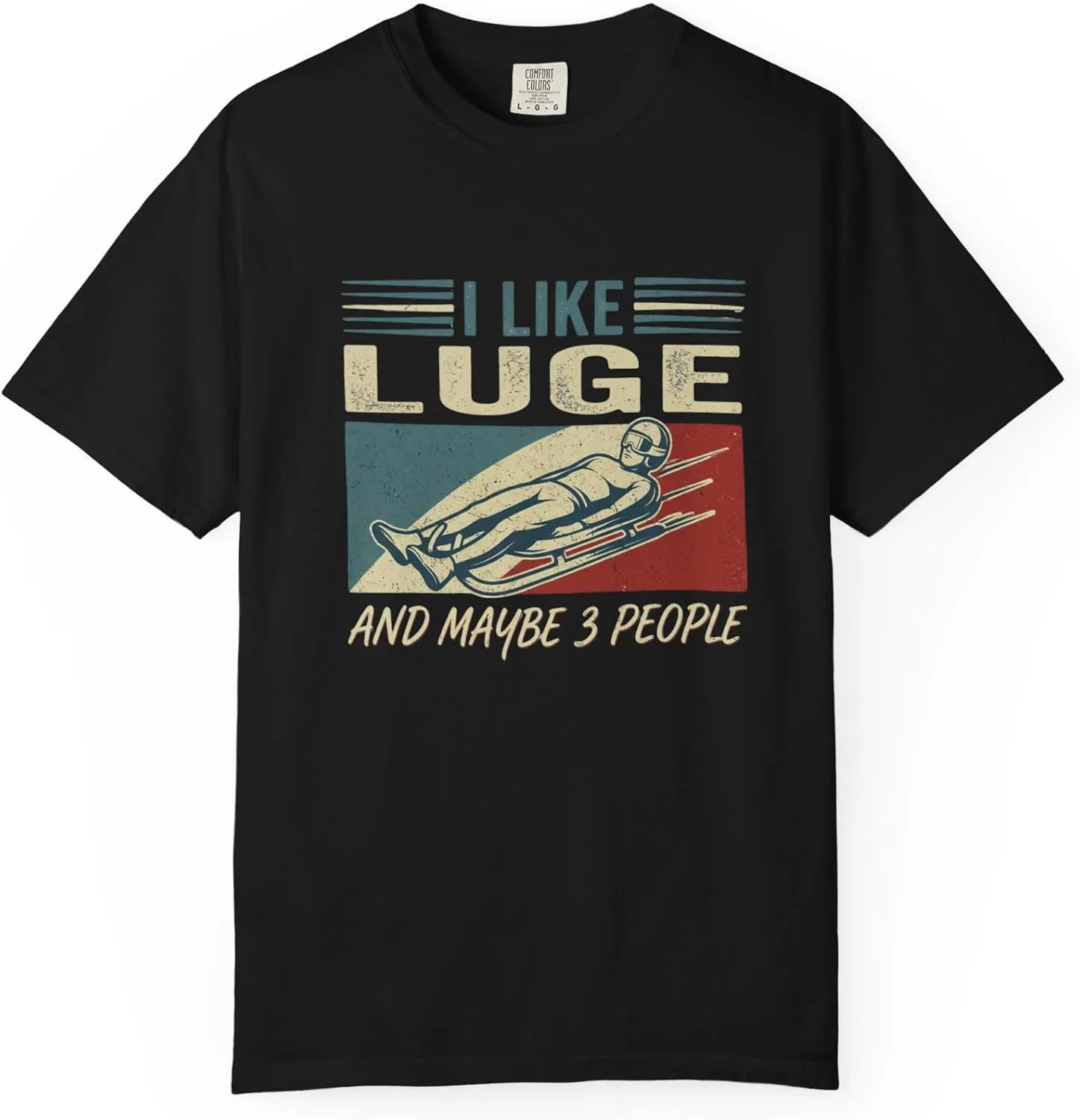 Футболка с принтом Luge Racing для фанатов зимних видов спорта и команды саночников GENERIC, черный