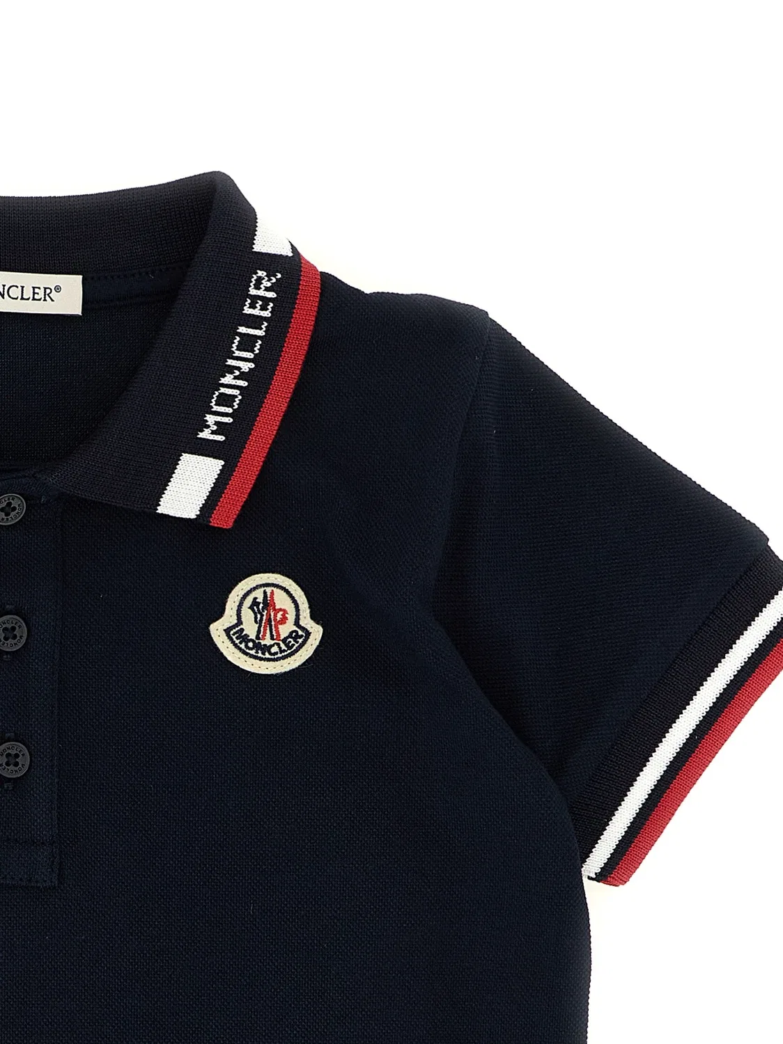 Футболка-поло с триколором Moncler Enfant, синий — фото 3