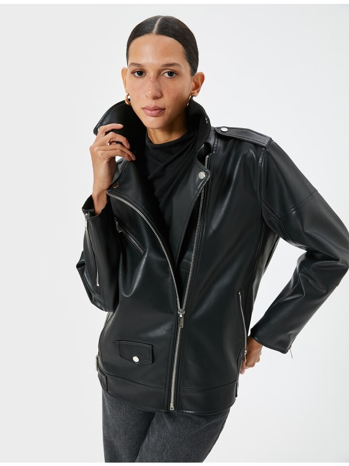 

Кожаная куртка KOTON Blazer, черный
