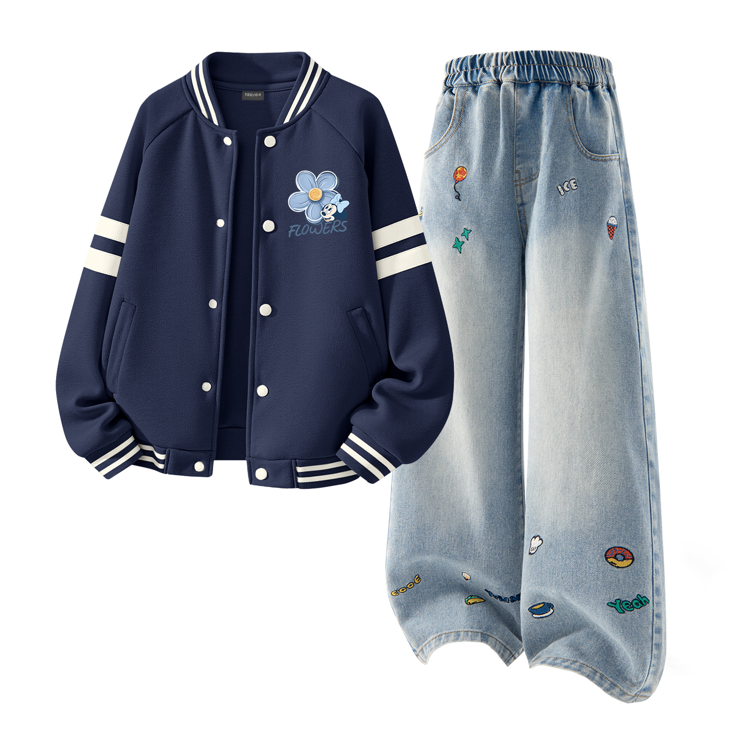 

Детский спортивный комплект Casual Sportswear 2 Piece Set Disney, di hua jie k темно-синий+solid color denim синий