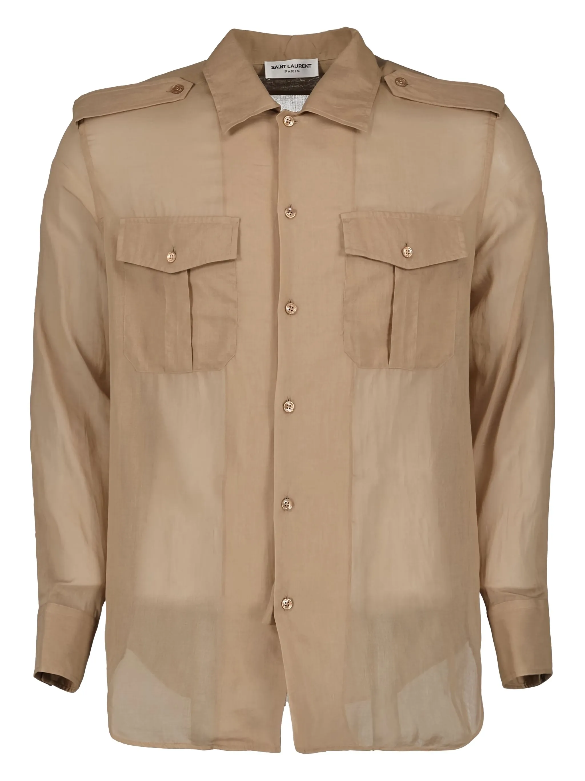 

Рубашка с длинными рукавами Saint Laurent, бежевый
