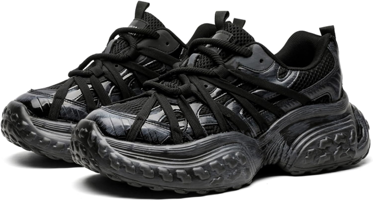 

Массивные кроссовки для пар, модные платформенные кроссовки «папины» для мужчин и женщин, повседневные шнурованные прогулочные кроссовки для вашей половинки Kpdwfms, черный