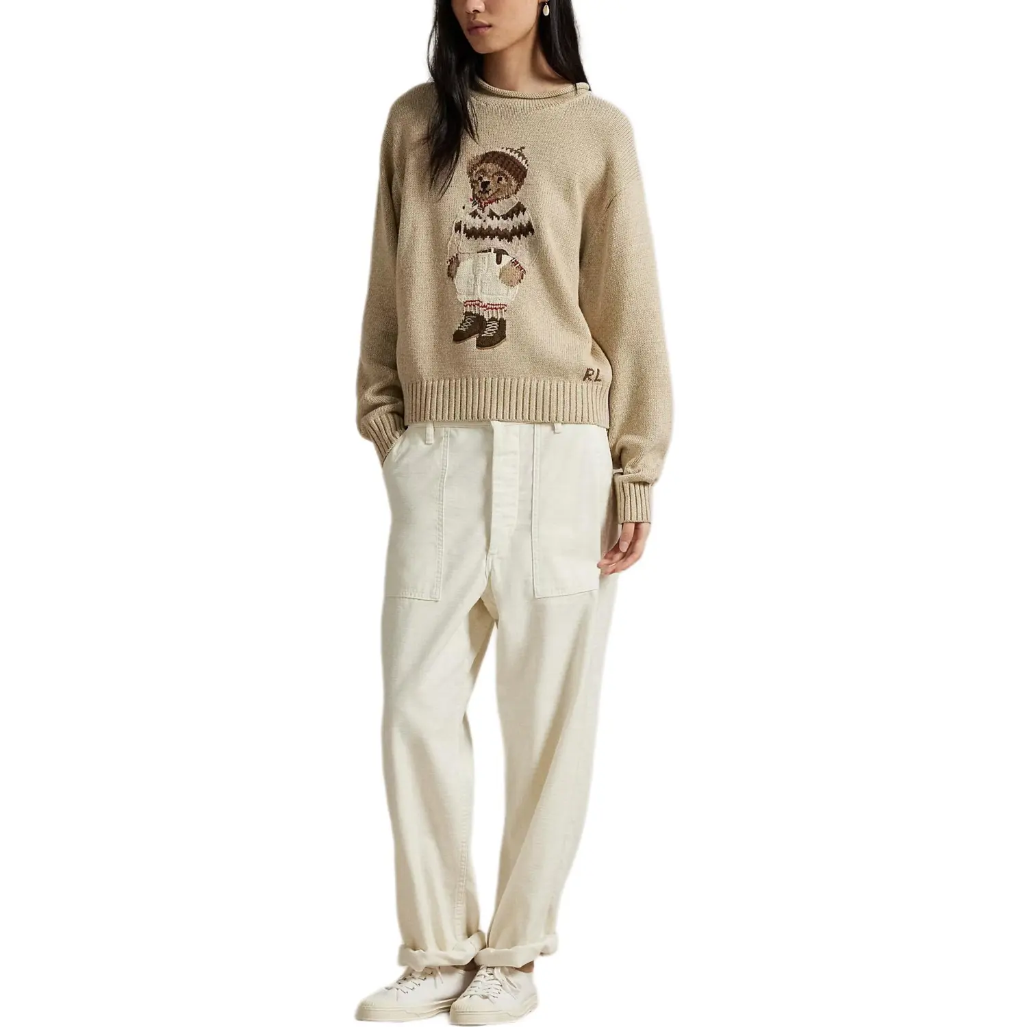 Polo Bear свитер с воротником-стойкой Polo Ralph Lauren, коричневый — фото 3