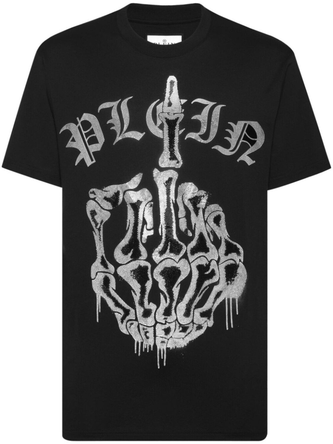 

Футболка из хлопка, украшенная стразами Philipp Plein, черный