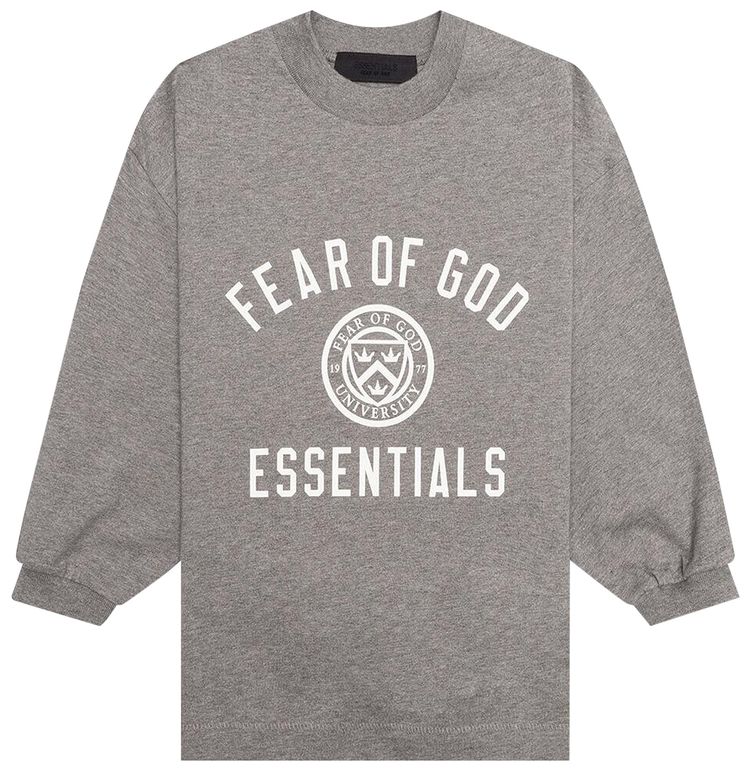 

Детская футболка с длинными рукавами Fear of God Essentials, серый