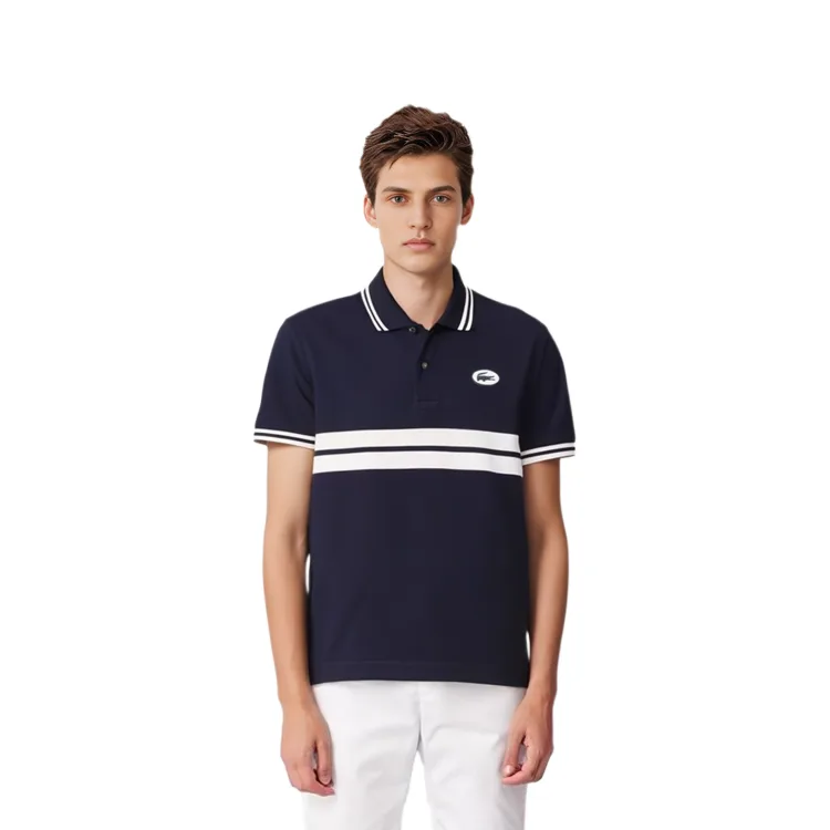 LACOSTE Поло для мужчин морской синий/белый — фото 4