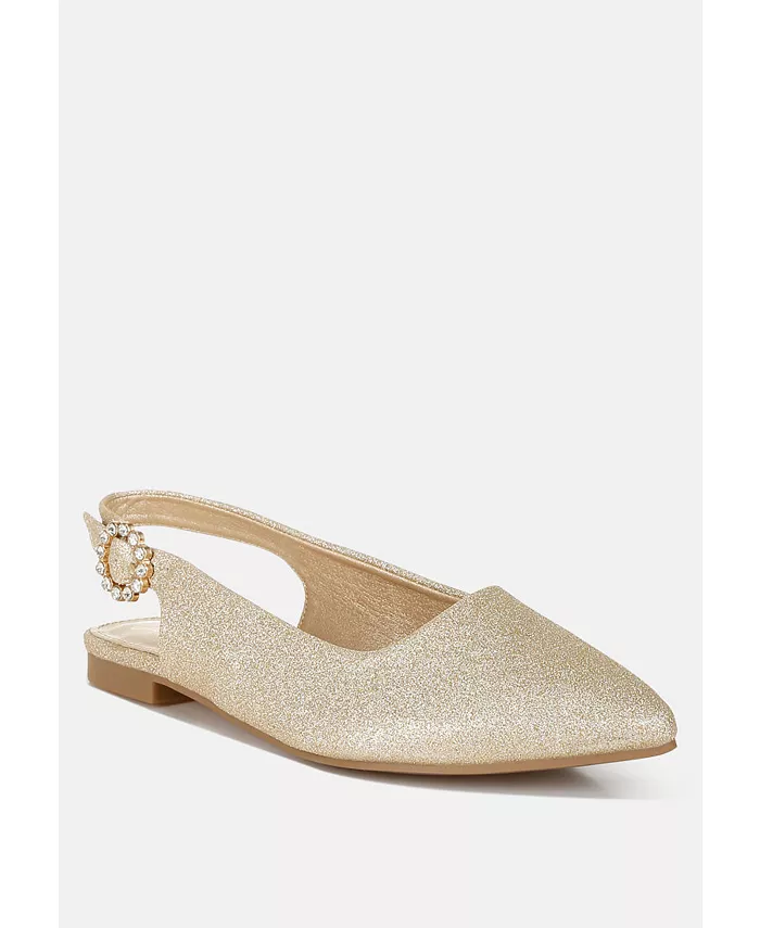 Giora Glitter Slingback Туфли на плоской подошве женские босоножки London Rag, золото — фото 3
