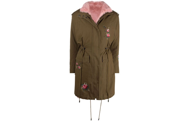 

RED VALENTINO Красное пальто Валентино с вышивкой розами, Green