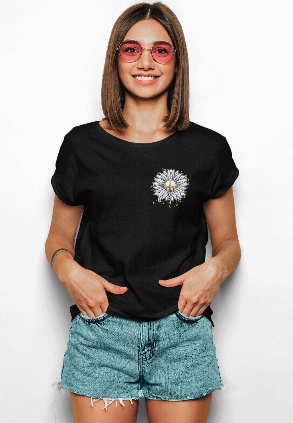 

Футболка с принтом PEACE SUNFLOWER Novux, цвет black