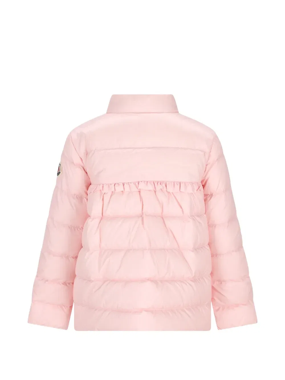 Пальто со стеганой подкладкой и оборками Moncler Enfant, розовый — фото 2