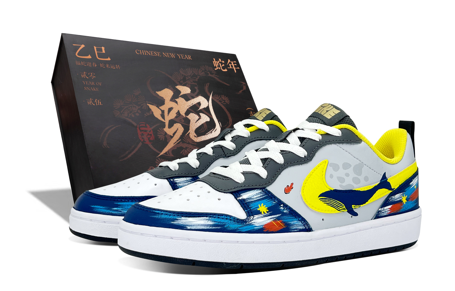 

Детские низкие кеды для скейтбординга Court Borough из износостойкой, дышащей и нескользящей ткани Nike, синий whale-box