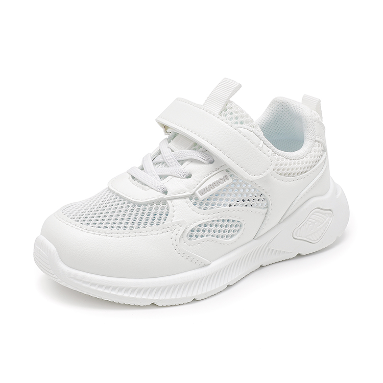 Беговые кроссовки для детей low top белые с амортизацией, увеличенной высотой, износостойкие и легкие WARRIOR, белый — фото 3