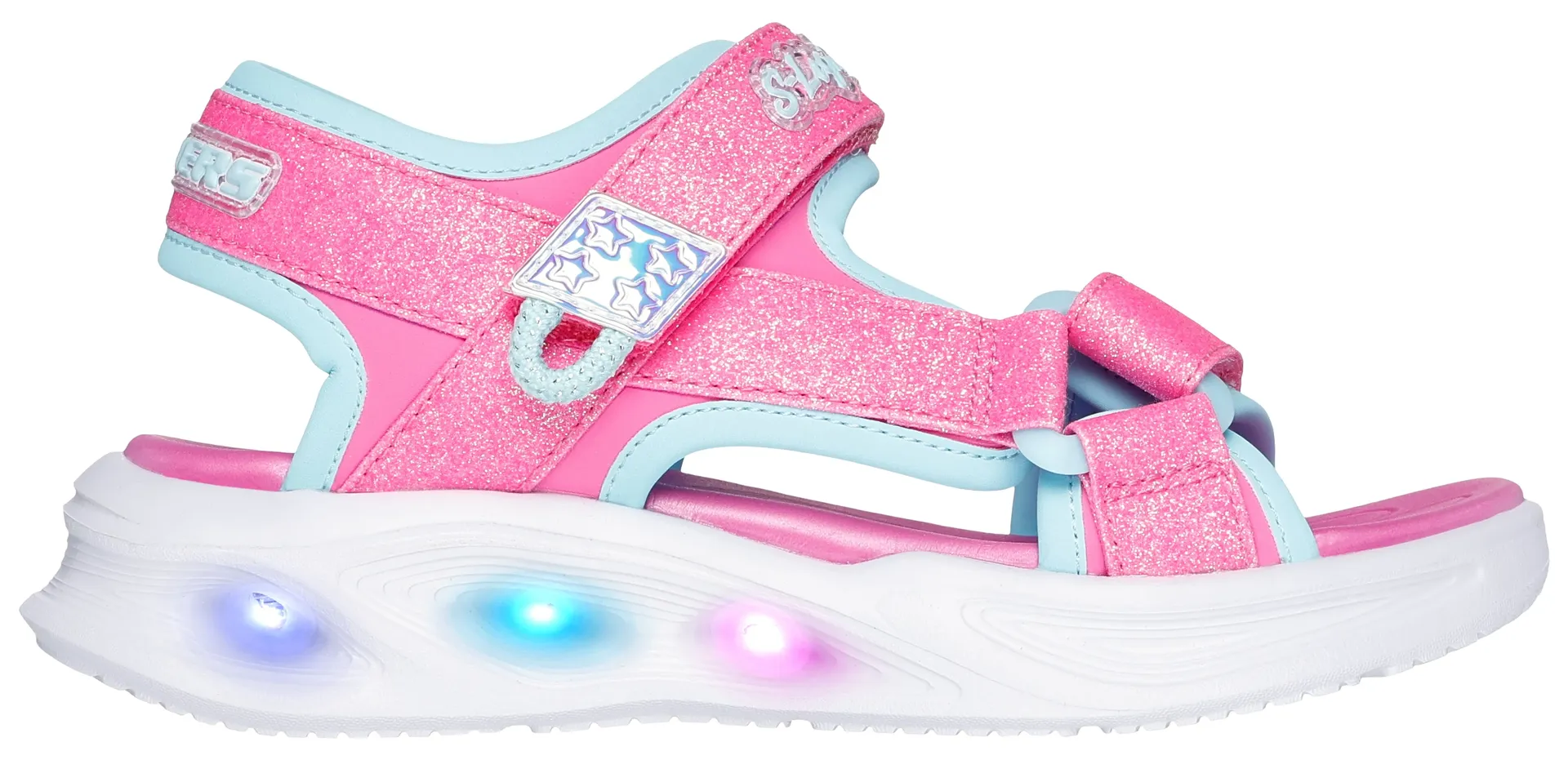 Детские сандалии Skechers "SOLA GLOW SANDAL", летняя обувь, обувь на липучке, сандалии, с блестками и функцией мигания Skechers Kids, цвет Rosa-Mint — фото 4