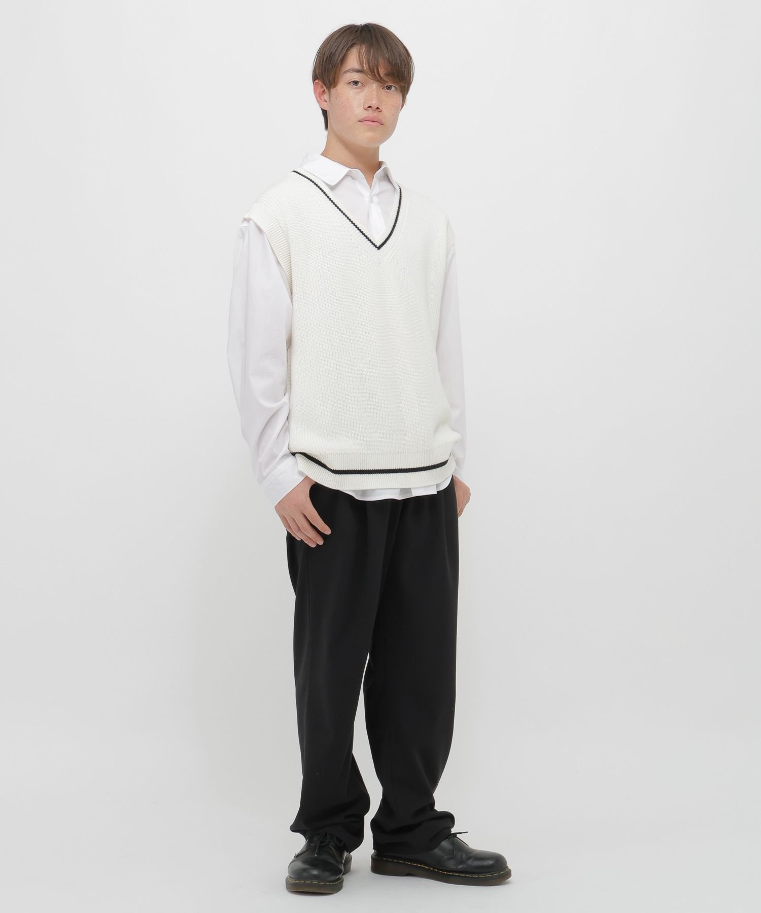 2SET*Жилет*Рубашка/И ЛЮБОЙ ВАРИАНТ/633845 GLOBAL WORK, Blue shirt x navy vest 88 — фото 3
