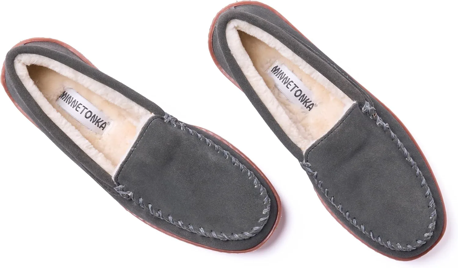 Мужские тапочки Minnetonka с плюшевой подкладкой и жесткой подошвой — фото 3