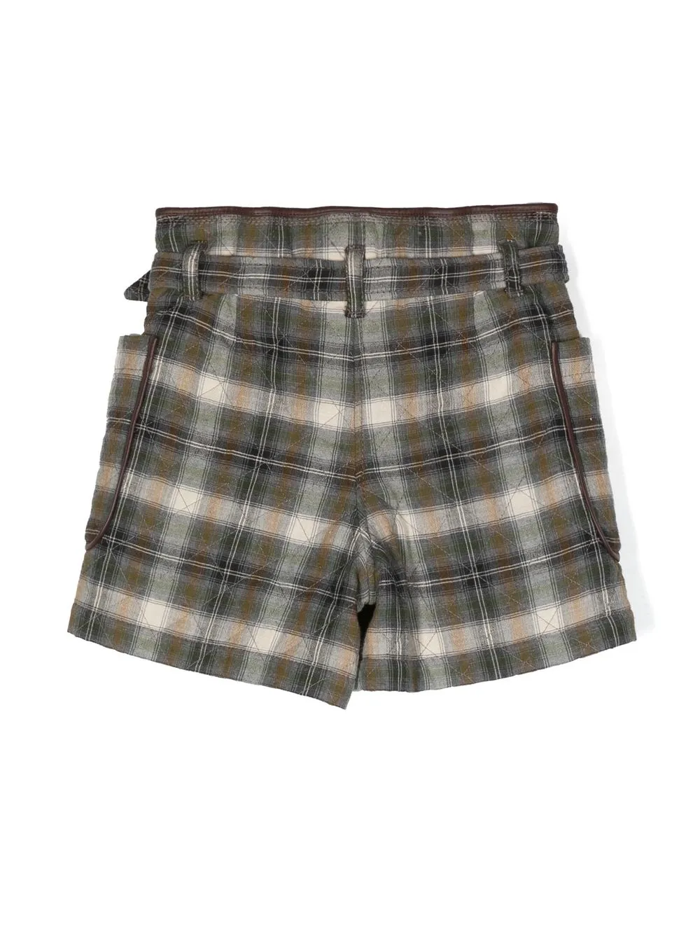Стеганые шорты в клетку Brunello Cucinelli Kids, нейтральный — фото 2