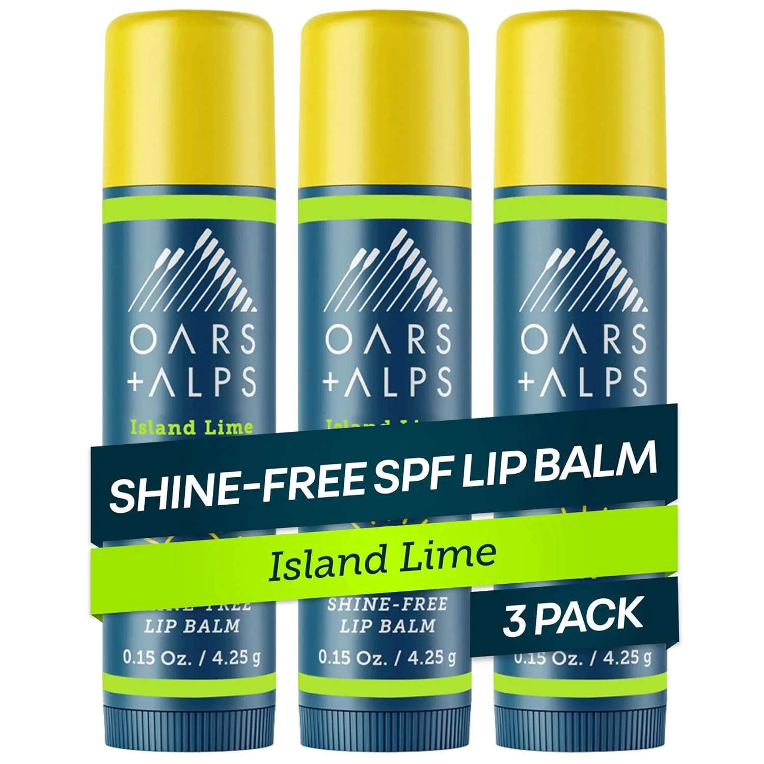 Солнцезащитный бальзам для губ Oars + Alps, SPF 18, матирующий, с витамином Е и маслом ши, водо- и потостойкий, увлажняющий, с ароматом «Островной лайм», 3 шт., Clear