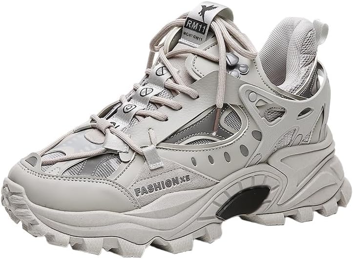 

Мужские ультраширокие массивные кроссовки - повседневные спортивные туфли с высокой подошвой для увеличения роста, поддержкой свода стопы и легким дизайном Clolinde, серый